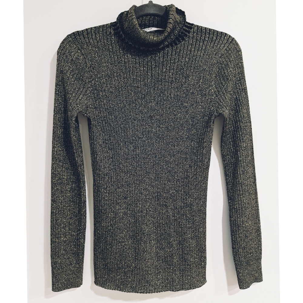 NEW Trina Turk Metallic Sparkle Ribbed Turtleneck